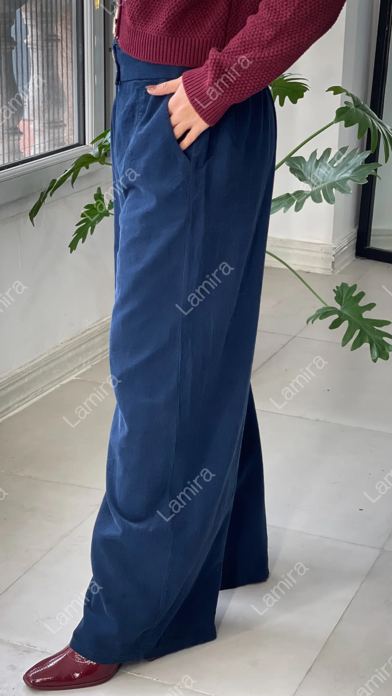 شلوار مخمل کبریتی پاییزه ایتالیایی مدل تک دکمه